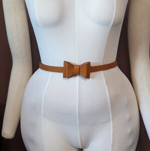 Brown Tatyana Vegan Leather Pinup Bow Belt
